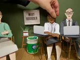 Lydia adjusting a character during a stop motion animation